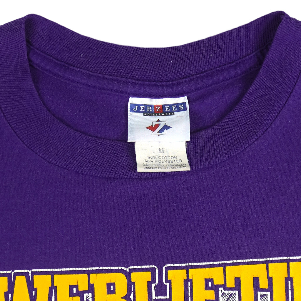 1999 vintage Powerlifting Championship sleeveless shirt by Graphic Screen Printing. Purple in color with large printed graphic on front, tagged size Medium, and is in excellent condition.