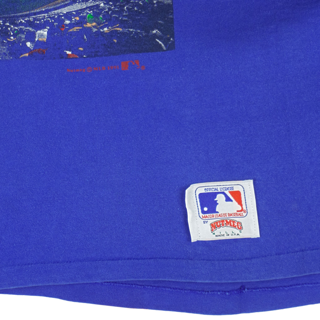 MLB (Nutmeg) - Chicago Cubs Stadium Map T-Shirt 1991 Large Vintage Retro Baseball