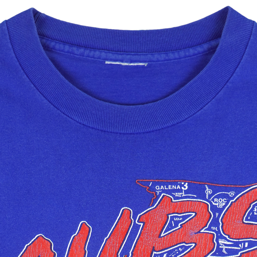 MLB (Nutmeg) - Chicago Cubs Stadium Map T-Shirt 1991 Large Vintage Retro Baseball