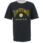 NHL (Lee) - Black Boston Bruins Embroidered T-Shirt 1990s X-Large Vintage Retro Hockey