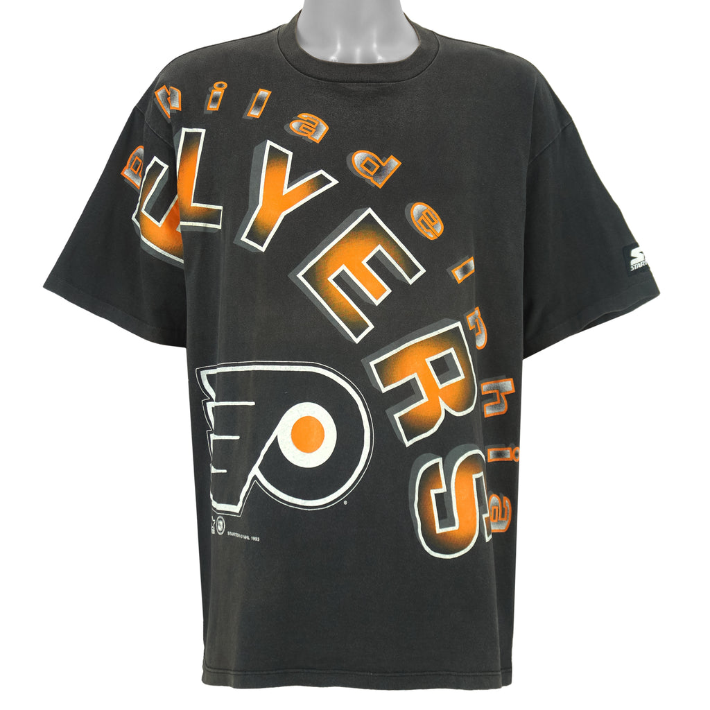 Starter - Black Philadelphia Flyers T-Shirt 1993 X-Large Vintage Retro Hockey