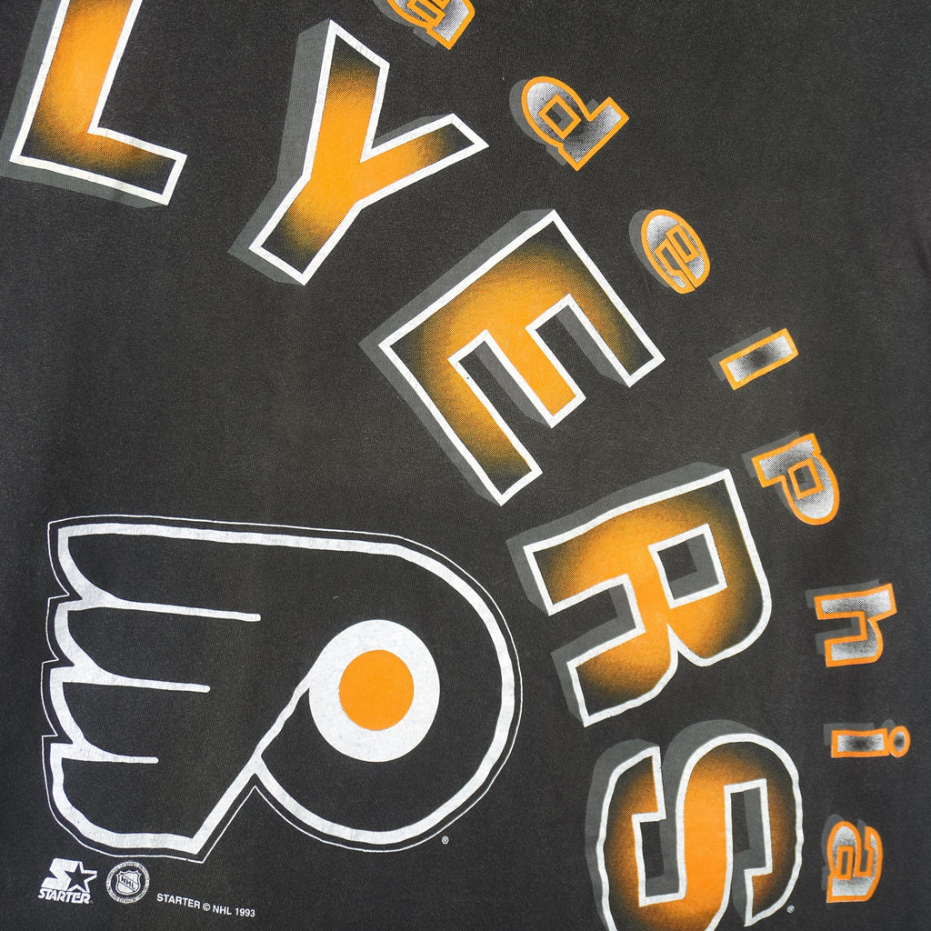 Starter - Black Philadelphia Flyers T-Shirt 1993 X-Large Vintage Retro Hockey