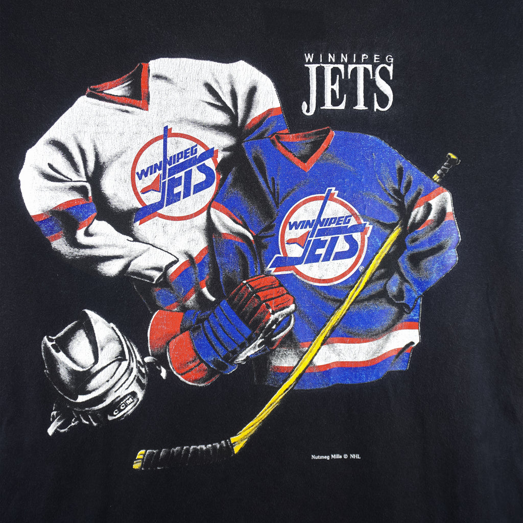 NHL (Nutmeg) - Winnipeg Jets Embroidered Logo T-Shirt 1990s Large Vintage Retro Hockey