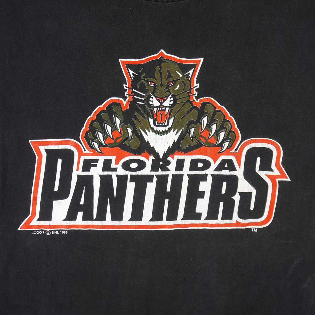 NHL (Sherry's) - Florida Panthers Spell-Out T-Shirt 1993 Medium Vintage Retro Hockey