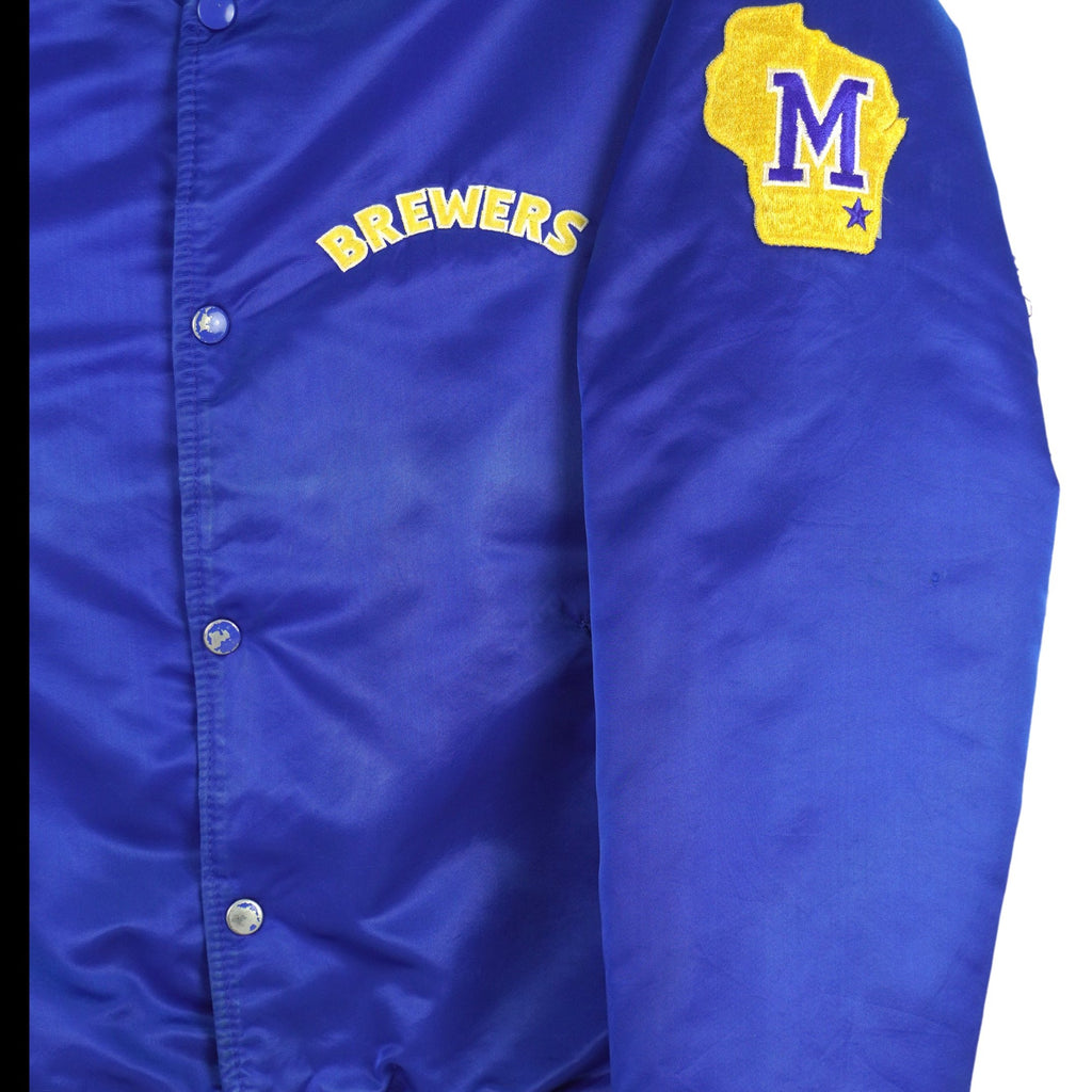 Starter - Milwaukee Brewers Diamond Collection Satin Jacket 1990s Large Vintage Retro Baseball