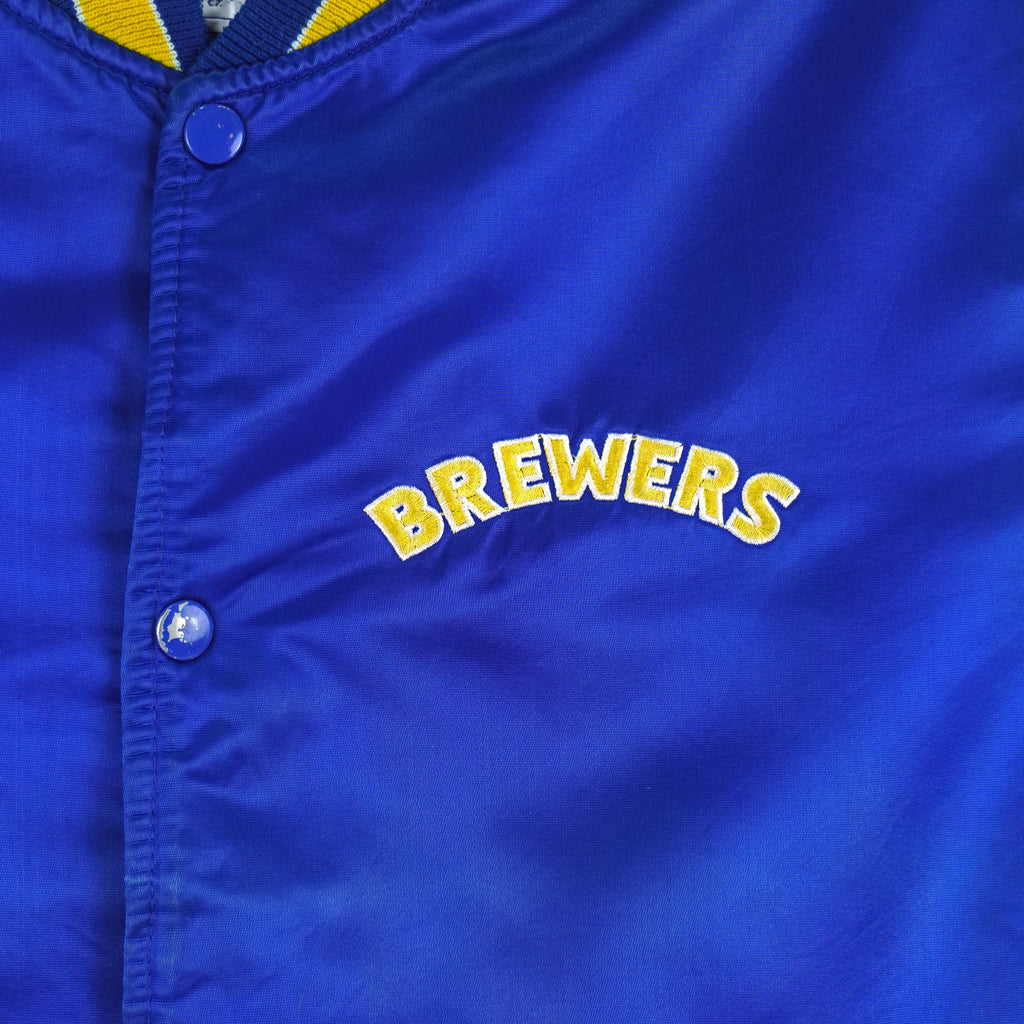 Starter - Milwaukee Brewers Diamond Collection Satin Jacket 1990s Large Vintage Retro Baseball