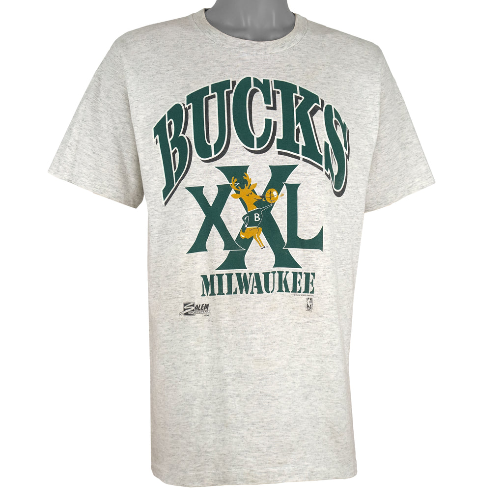 NBA (Salem) - Milwaukee Bucks XXL Spell-Out T-Shirt 1990 Medium Vintage Retro Basketball