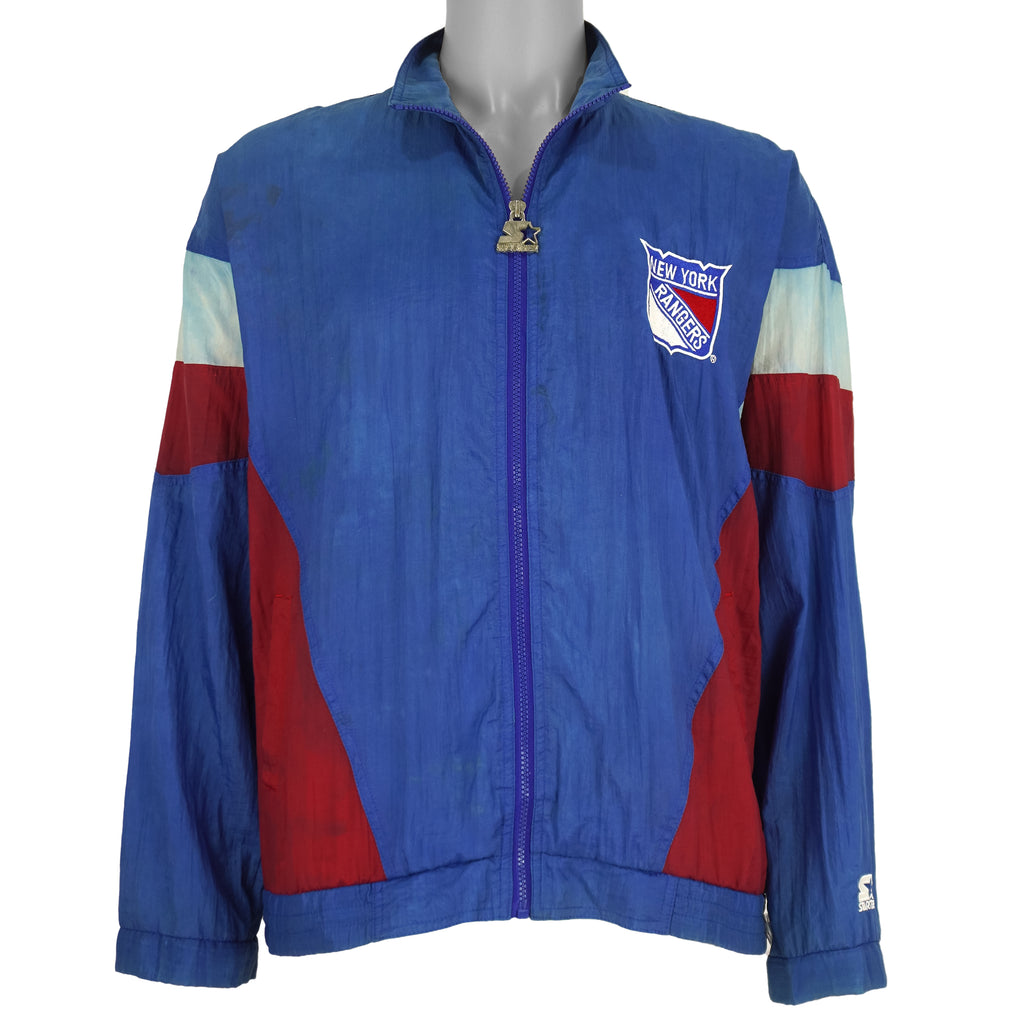 Starter - NHL New York Rangers Windbreaker 1990s Medium Vintage Retro Hockey