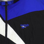 Reebok - B&W With Blue Shawn Kemp Kamikaze Style Warm-up Windbreaker 1990s X-Large Vintage Retro