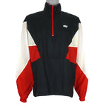 Nike - ฺBlack & White With Red 1/4 Zip Pullover Windbreaker 1990s X-Large Vintage Retro