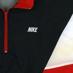 Nike - ฺBlack & White With Red 1/4 Zip Pullover Windbreaker 1990s X-Large Vintage Retro