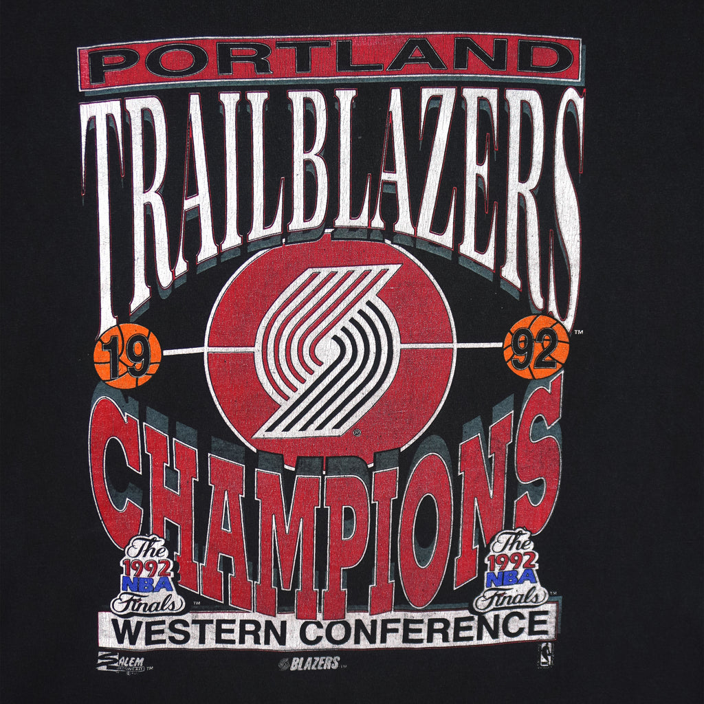 NBA (Salem) - Portland Trail Blazers World Championship Final T-Shirt 1992 Large Vintage Retro Basketball