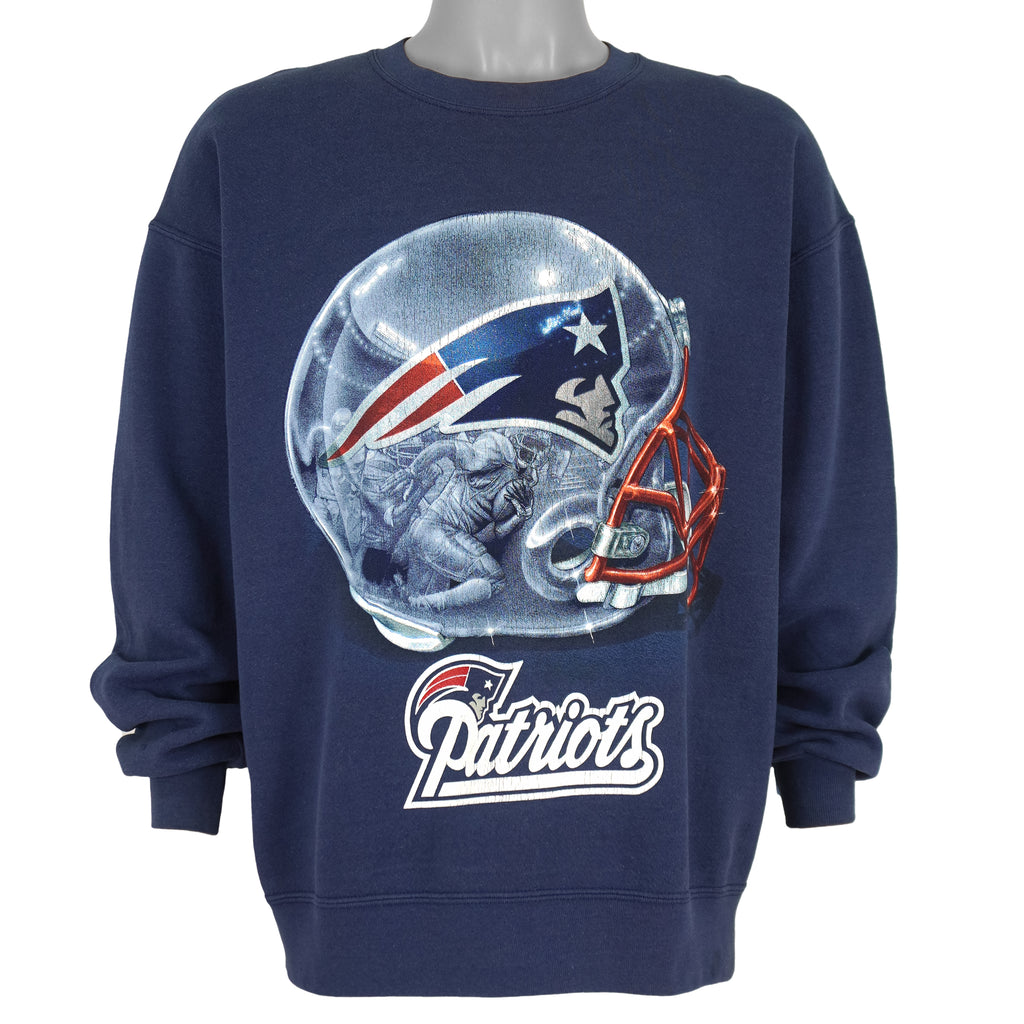 NFL - New England Patriots Helmet Crew Neck Sweatshirt 1990s Large Vintage Retro Football