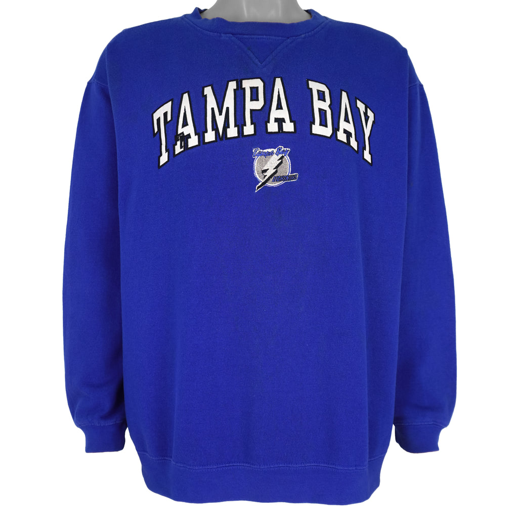 NHL - Tampa Bay Lightning Embroidered Crew Neck Sweatshirt 2000s Large Vintage Retro Hockey