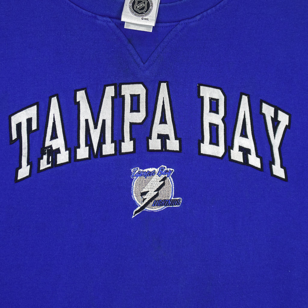 NHL - Tampa Bay Lightning Embroidered Crew Neck Sweatshirt 2000s Large Vintage Retro Hockey