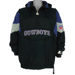 Starter - Dallas Cowboys 1/4 Zip Embroidered Hooded Jacket 1990s Large Vintage Retro Football