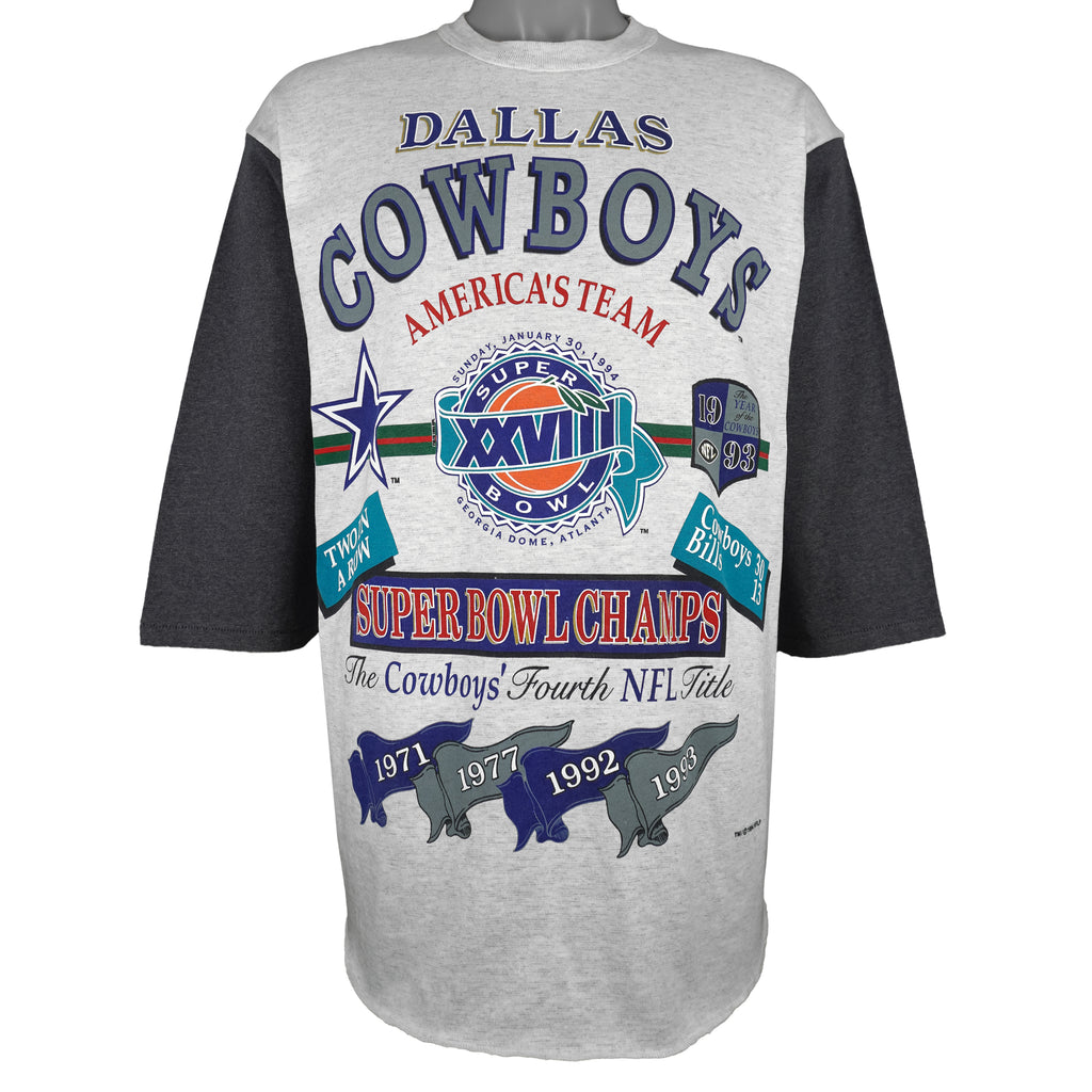 NFL (Team Rated) - Dallas Cowboys Super Bowl XXVIII Champs T-Shirt 1994 Large Vintage Retro Football