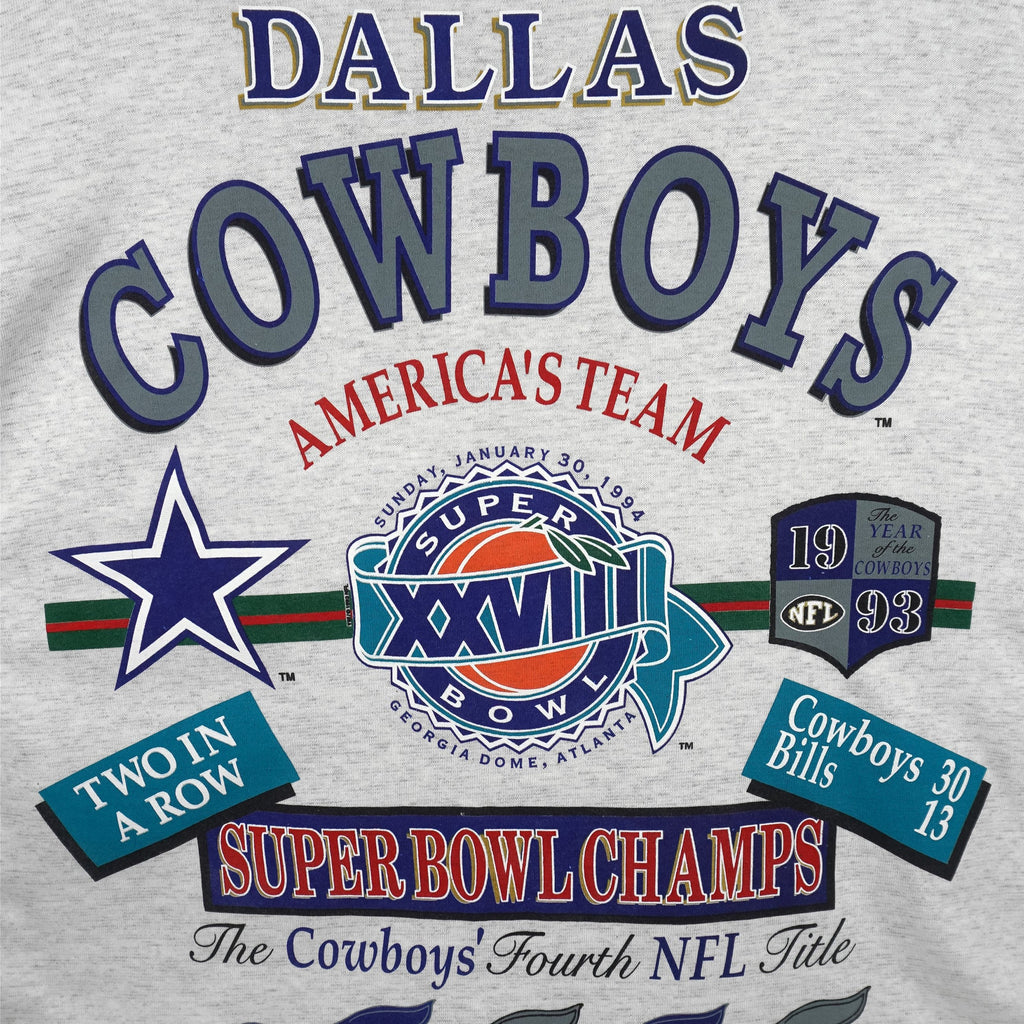 NFL (Team Rated) - Dallas Cowboys Super Bowl XXVIII Champs T-Shirt 1994 Large Vintage Retro Football