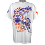 NHL (Bulletin Athletic) - Edmonton Oilers, Go Oilers Go Spell-Out T-Shirt 1990 X-Large