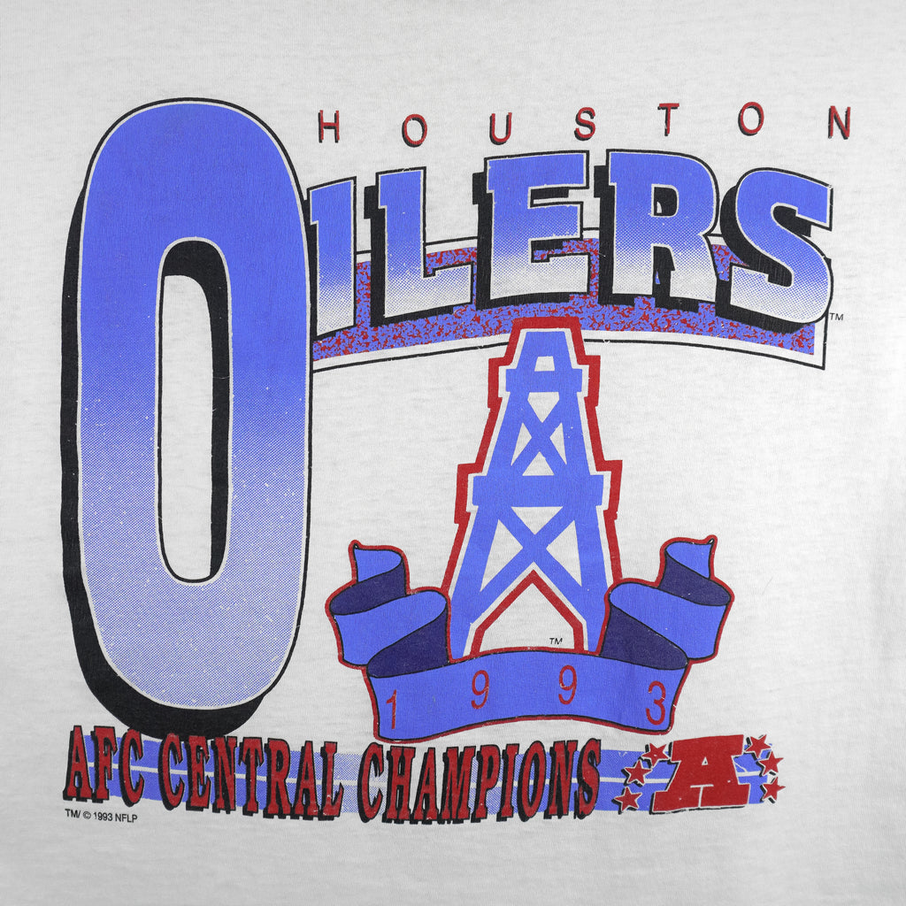 NFL (Mendez) - Houston Oilers AFC Champions T-Shirt 1993 Large Vintage Retro Football