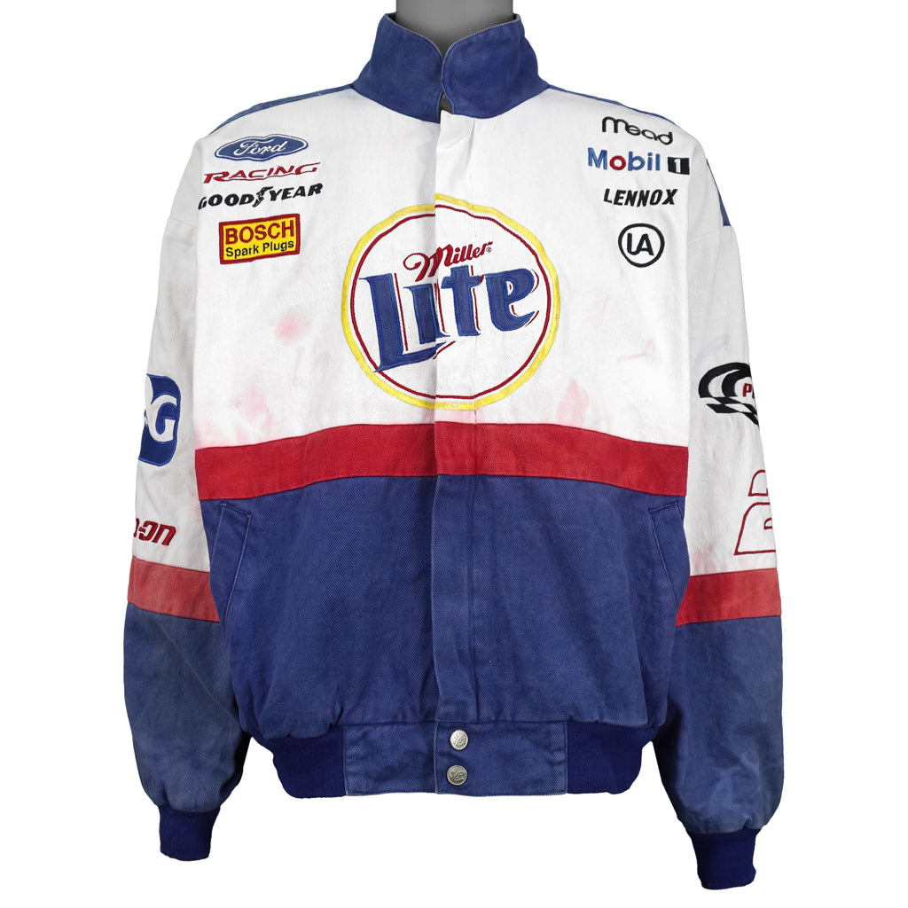 NASCAR (Chase Authentics) - Miller Lite Racing Button-Up Jacket 1990s Medium Vintage Retro