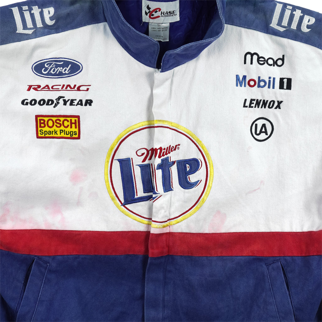 NASCAR (Chase Authentics) - Miller Lite Racing Button-Up Jacket 1990s Medium Vintage Retro