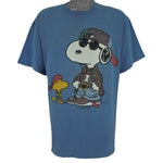 Vintage (Belton) - Blue Peanuts Snoopy & Woodstock USA T-Shirt 1990s X-Large Vintage Retro