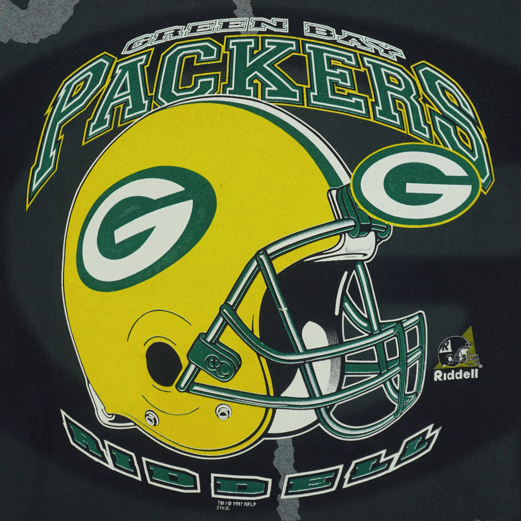 NFL (Riddell) - Green Bay Packers Helmet T-Shirt 1997 X-Large Vintage Retro Football