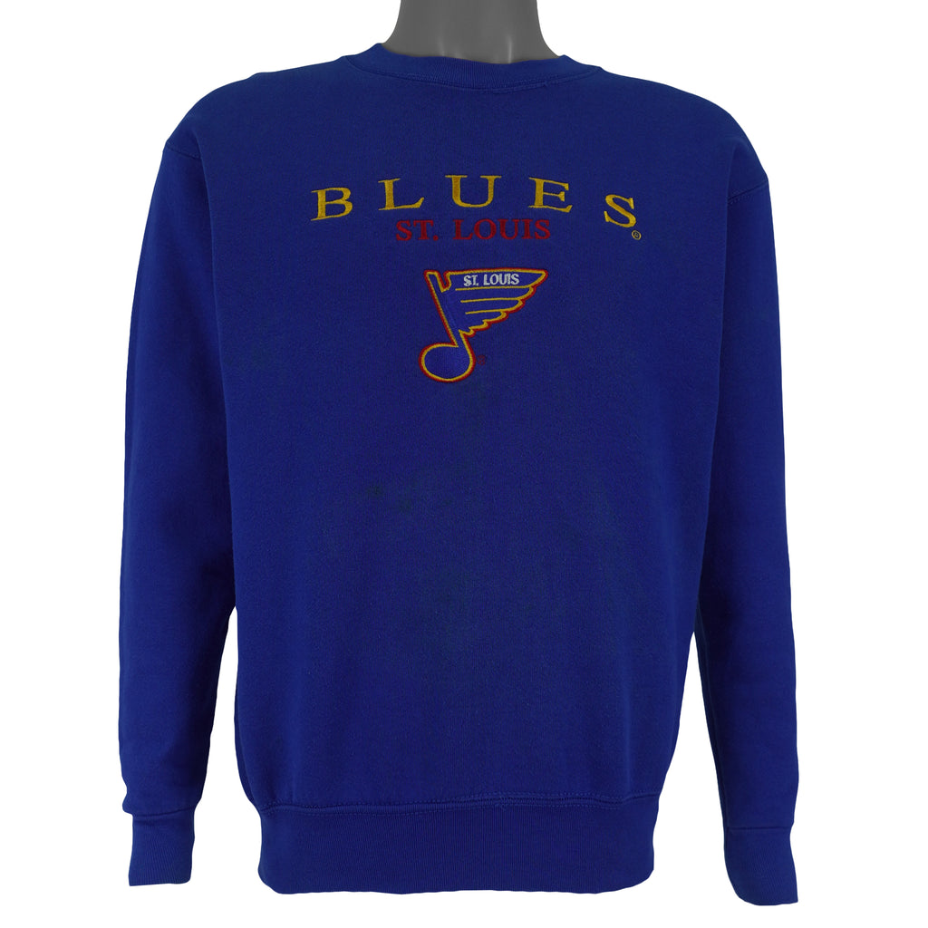 NHL (Salem) - St. Louis Blues Embroidered Crew Neck Sweatshirt 1990s Small Kids Vintage Retro Hockey