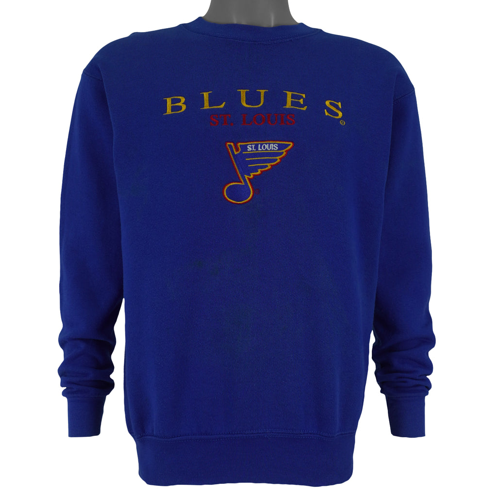 NHL (Salem) - St. Louis Blues Embroidered Crew Neck Sweatshirt 1990s Small Kids Vintage Retro Hockey