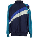 Adidas - Blue & Teal Colorblock Windbreaker 1990s X-Large Vintage Retro