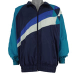 Adidas - Blue & Teal Colorblock Track Jacket 1990s X-Large