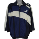 Puma - Blue & White Colorblock Windbreaker 1990s X-Large