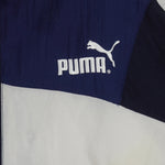 Puma - Blue & White Colorblock Windbreaker 1990s X-Large Vintage Retro