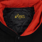 Asics - Black & Purple Big Spell-Out Hooded Warm Jacket 1990s Large vintage Retro