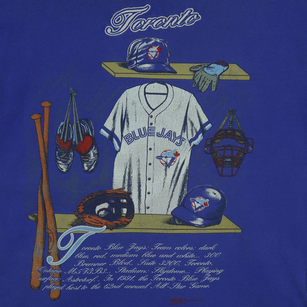 MLB (Nutmeg) - Toronto Blue Jays Locker Room T-Shirt 1992 Large Vintage Retro Baseball