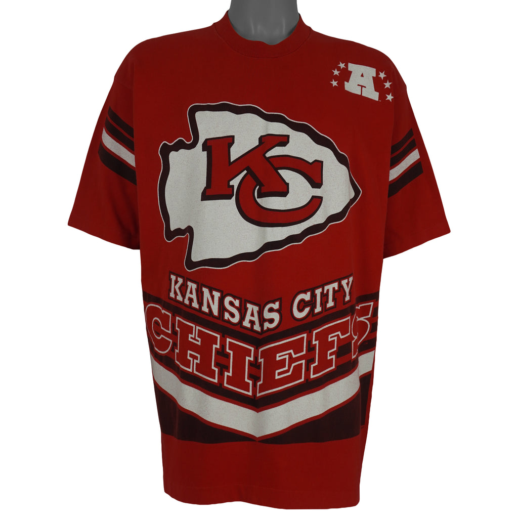 NFL (Salem) - Kansas City Chiefs All Over Print Fan Jersey T-Shirt 1995 X-Large Vintage Retro Football