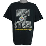 NFL (Salem) - Steelers, Men Of Steel Spell-Out T-Shirt 1990s X-Large Vintage Retro Football