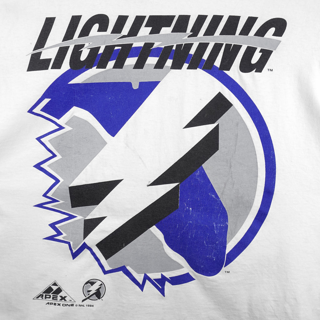 NHL (Apex One) - Tampa Bay Lightning Big Logo T-Shirt 1994 Large Vintage Retro Hockey