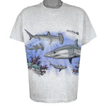 Vintage (Sansegal) - Sea World Florida Sharks Animal Print T-Shirt 1990s Large