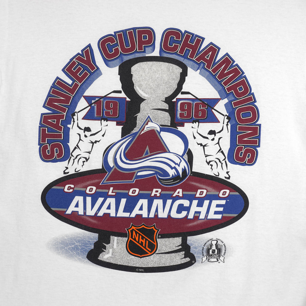 Starter - Colorado Avalanche Stanley Cup Champs T-Shirt 1996 Large Vintage Retro Hockey