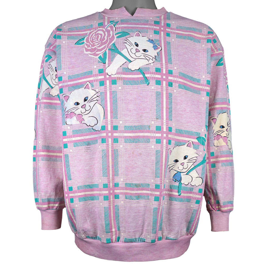 Vintage (Gitano Moi) - Kittens All Over Print Crew Neck Sweatshirt 1990s Medium Vintage Retro