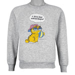 Vintage (Better Tshirt) - Garfield, I Live for Saturdays Crew Neck Sweatshirt 1990s Small