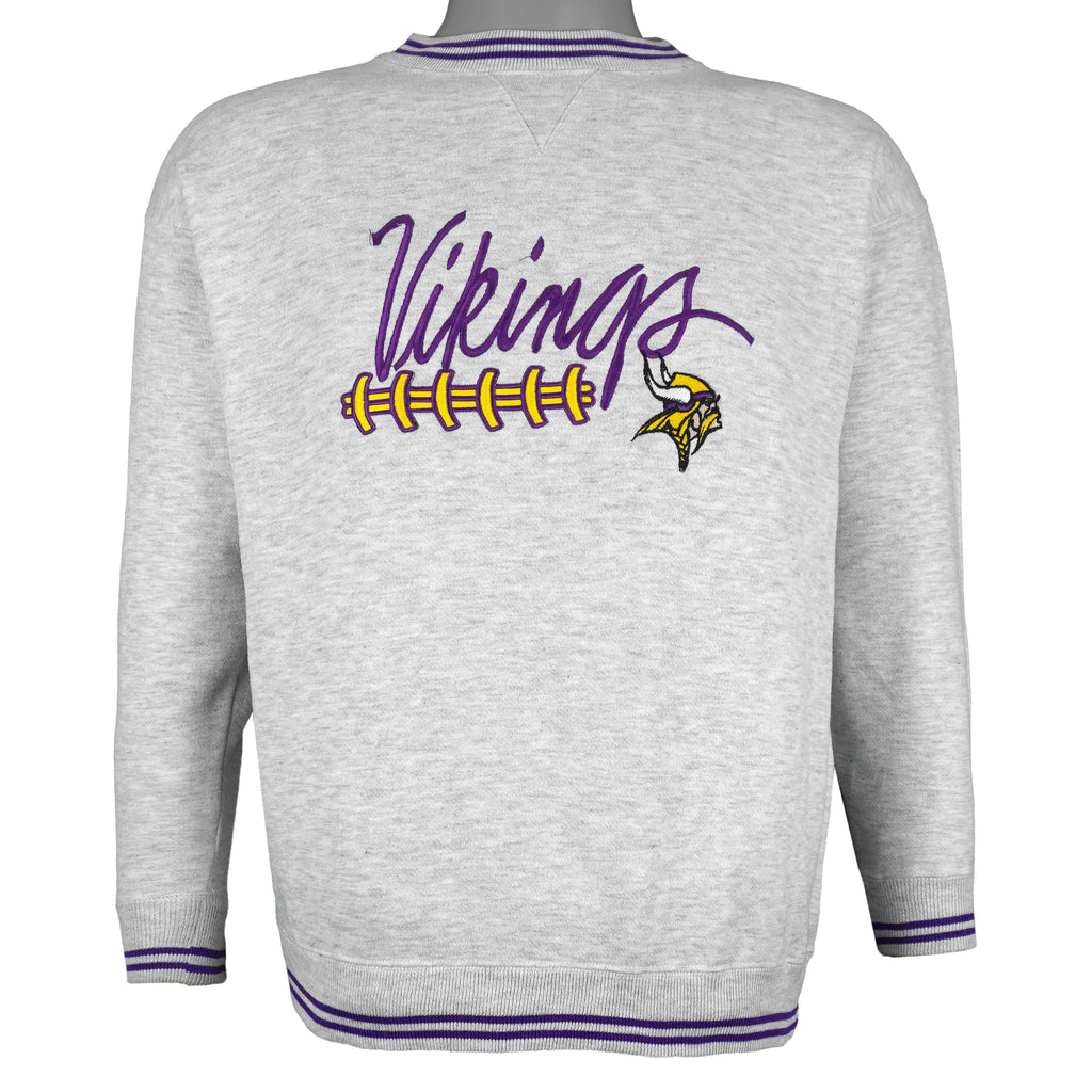 NFL (Cadre Athletic) - Minnesota Vikings Embroidered Sweatshirt 1990s Large Vintage Retro Football