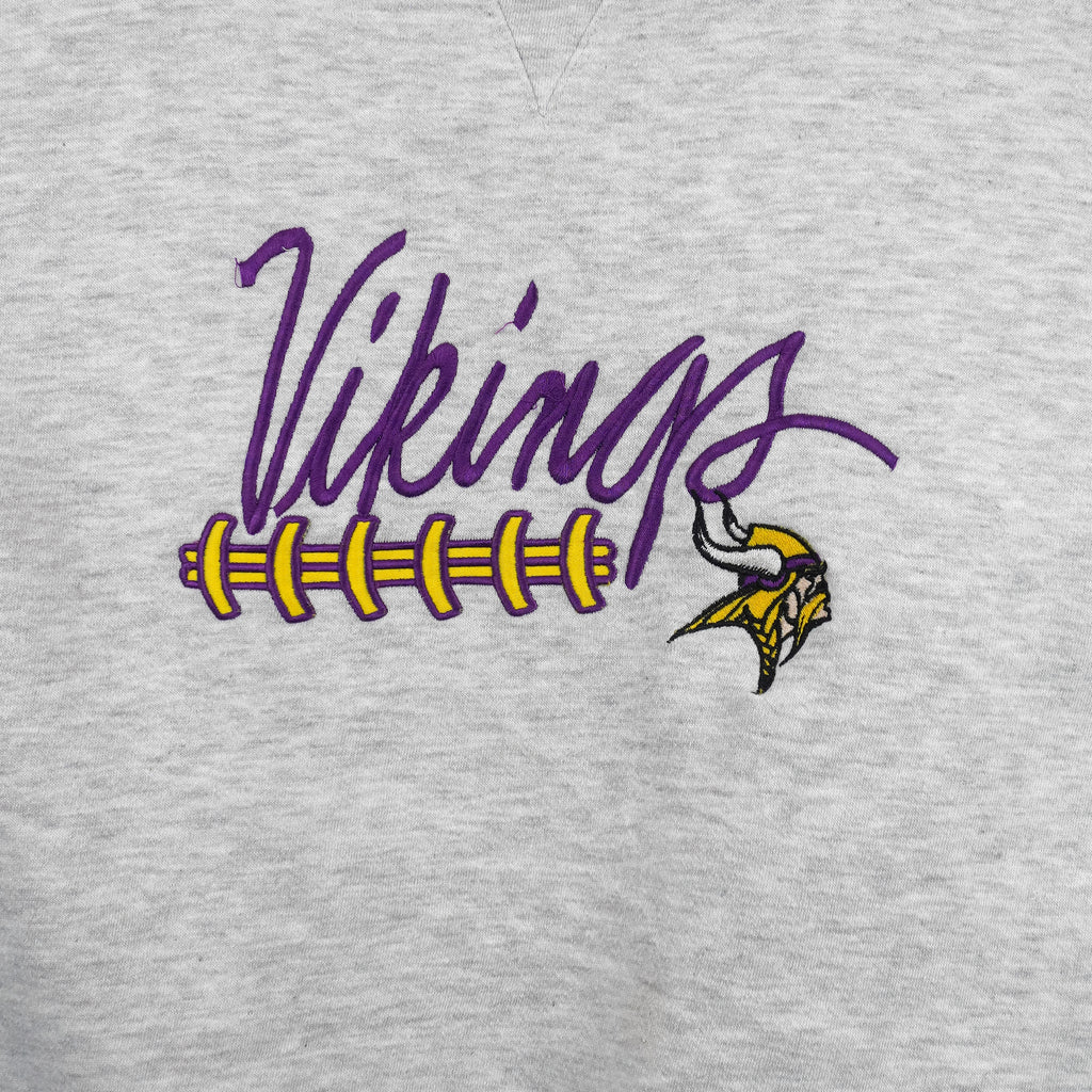 NFL (Cadre Athletic) - Minnesota Vikings Embroidered Sweatshirt 1990s Large Vintage Retro Football