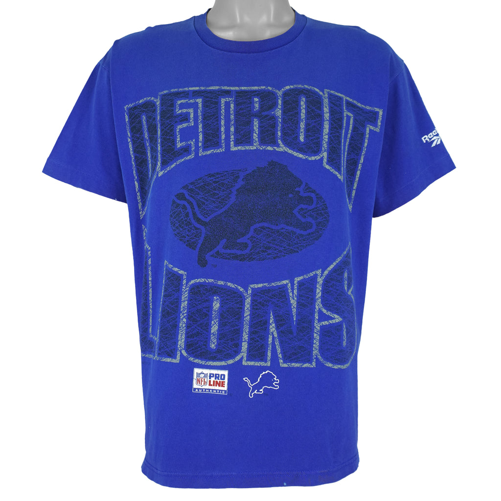 Reebok - Detroit Lions Spell-Out T-Shirt 1995 Large Vintage Retro Football