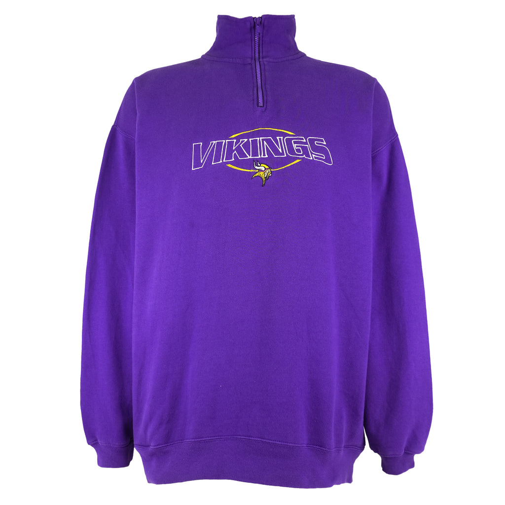 NFL (Cadre Athletic) - Minnesota Vikings Embroidered 1/4 Zip-Up Sweatshirt 1990s X-Large Vintage Retro Football