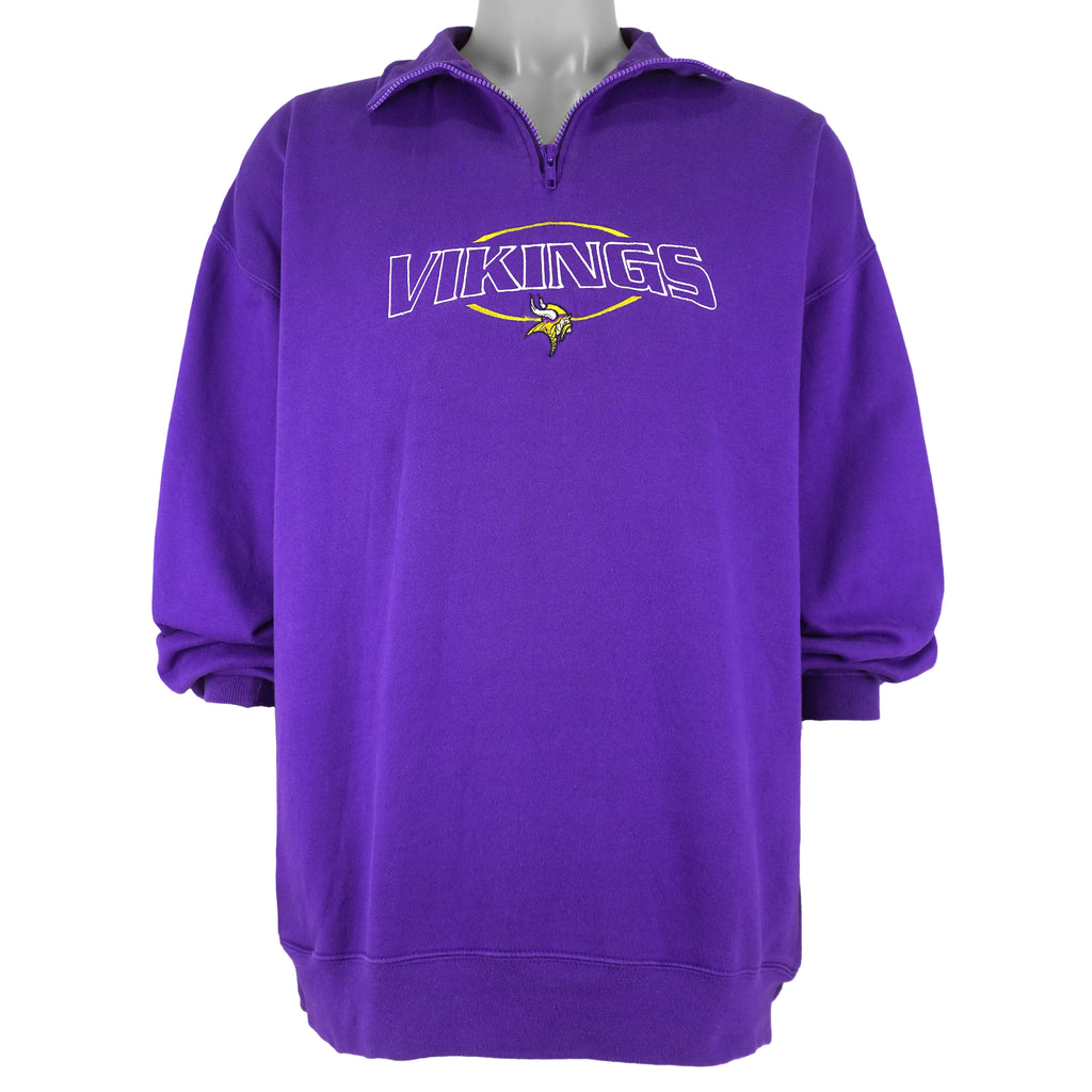 NFL (Cadre Athletic) - Minnesota Vikings Embroidered 1/4 Zip-Up Sweatshirt 1990s X-Large Vintage Retro Football