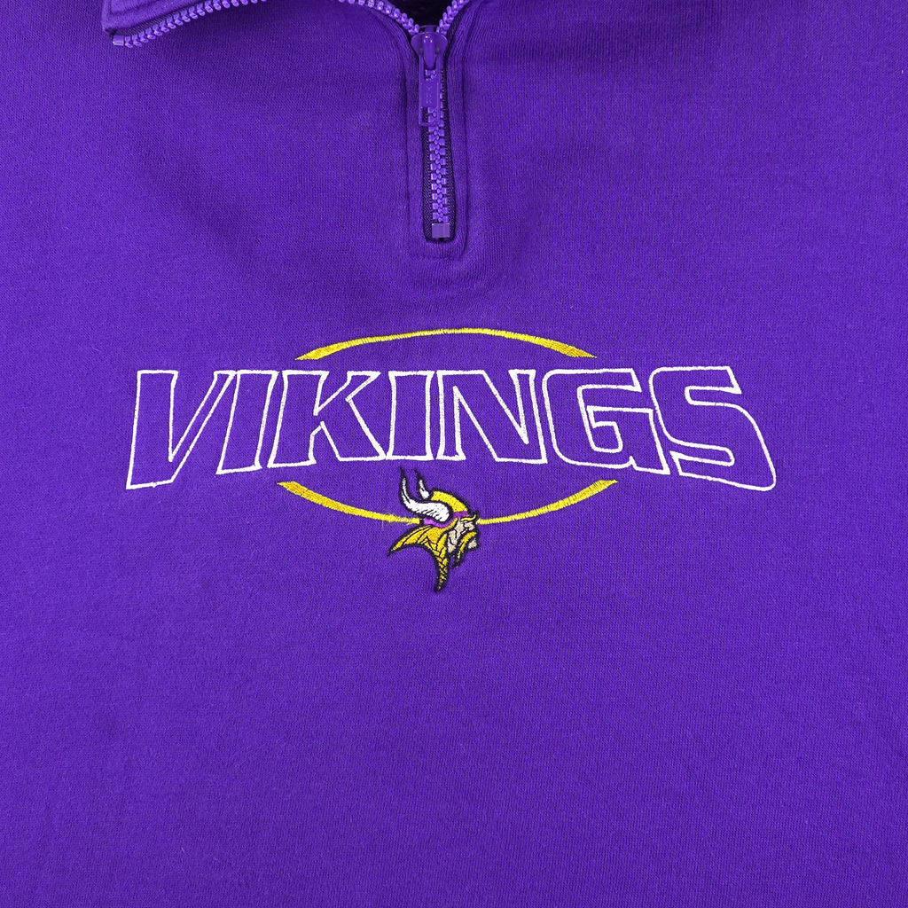 NFL (Cadre Athletic) - Minnesota Vikings Embroidered 1/4 Zip-Up Sweatshirt 1990s X-Large Vintage Retro Football