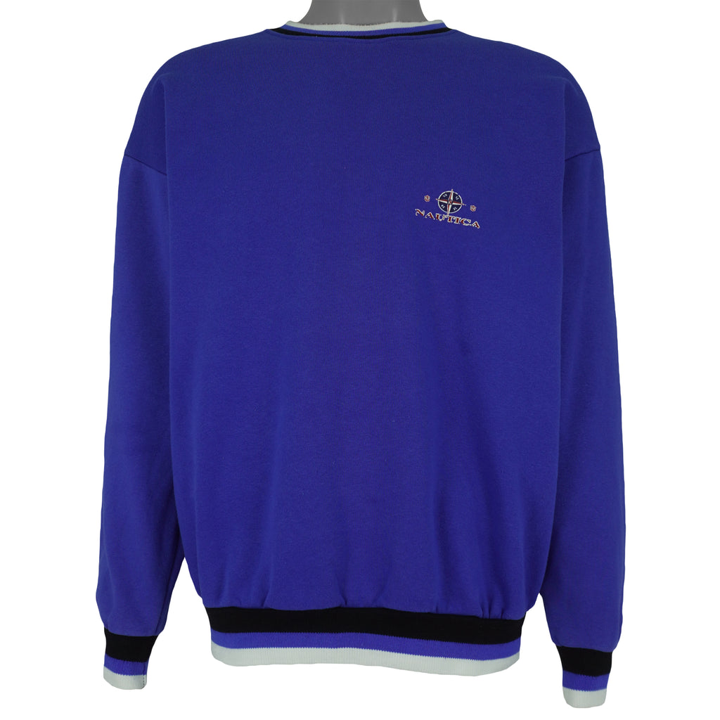 Nautica - Purple Crew Neck Sweatshirt 1990s Medium Vintage Retro